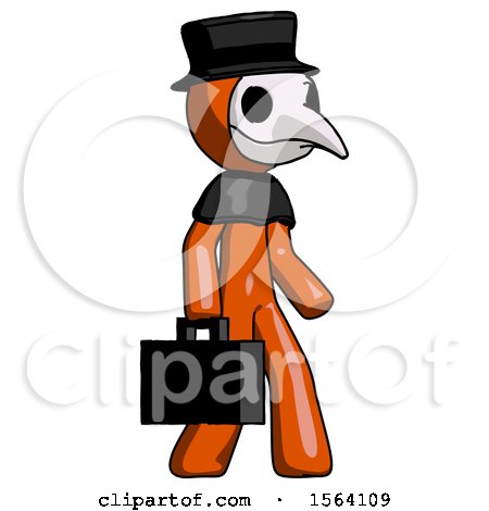 Orange Plague Doctor Man Walking with Briefcase to the Right by Leo Blanchette