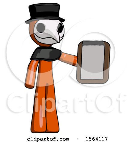 Orange Plague Doctor Man Showing Clipboard to Viewer by Leo Blanchette