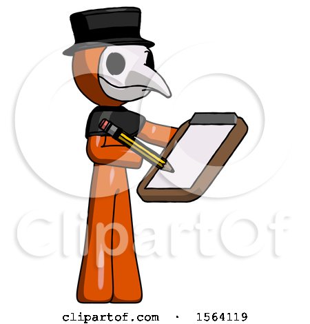 Orange Plague Doctor Man Using Clipboard and Pencil by Leo Blanchette