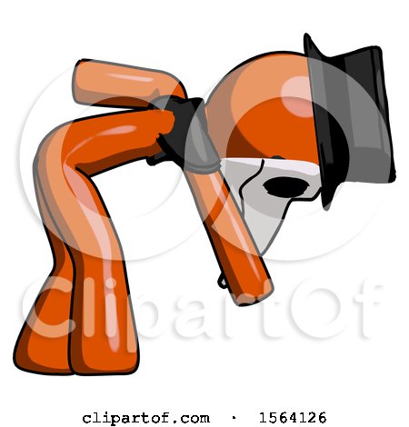 Orange Plague Doctor Man Picking Something up Bent over by Leo Blanchette