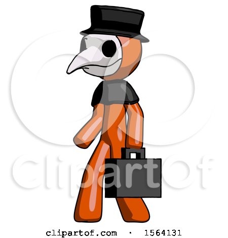 Orange Plague Doctor Man Walking with Briefcase to the Left by Leo Blanchette