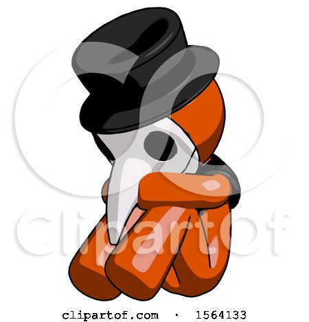 Orange Plague Doctor Man Sitting with Head down Facing Angle Left by Leo Blanchette