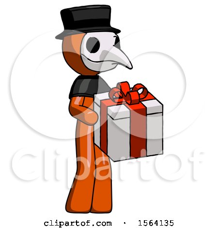 Orange Plague Doctor Man Giving a Present by Leo Blanchette