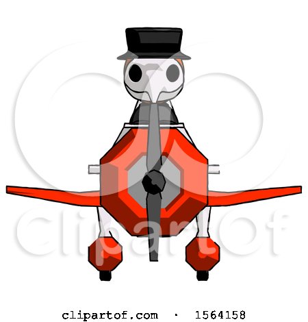 Orange Plague Doctor Man in Geebee Stunt Plane Front View by Leo Blanchette