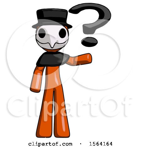Orange Plague Doctor Man Holding Question Mark to Right by Leo Blanchette