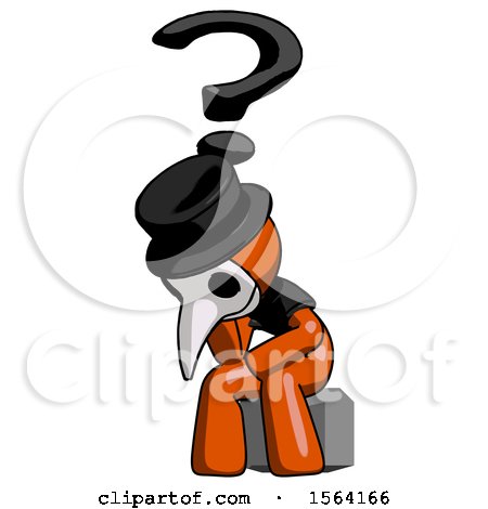 Orange Plague Doctor Man Thinker Question Mark Concept by Leo Blanchette