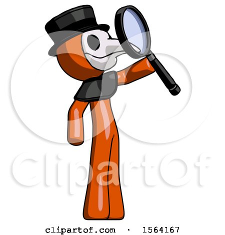 Orange Plague Doctor Man Inspecting with Large Magnifying Glass Facing up by Leo Blanchette