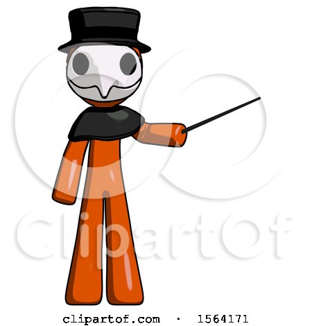 Orange Plague Doctor Man Teacher or Conductor with Stick or Baton Directing by Leo Blanchette