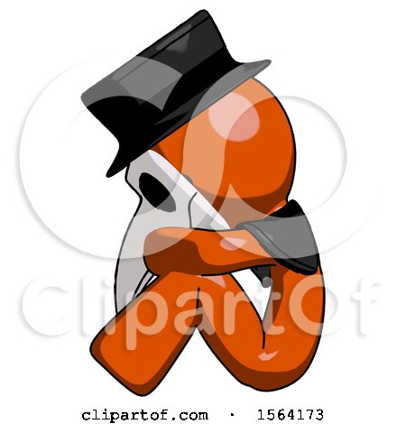 Orange Plague Doctor Man Sitting with Head down Facing Sideways Left by Leo Blanchette
