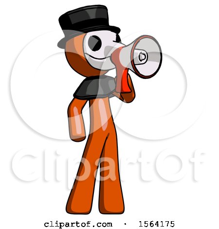 Orange Plague Doctor Man Shouting into Megaphone Bullhorn Facing Right by Leo Blanchette