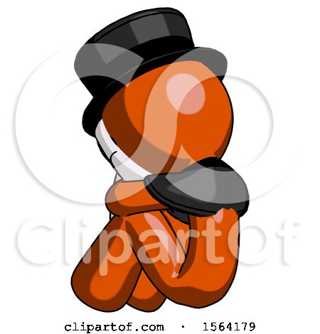 Orange Plague Doctor Man Sitting with Head down Back View Facing Left by Leo Blanchette