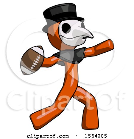 Orange Plague Doctor Man Throwing Football by Leo Blanchette
