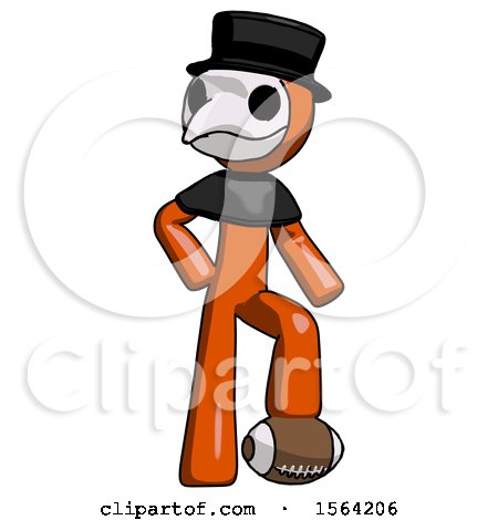 Orange Plague Doctor Man Standing with Foot on Football by Leo Blanchette