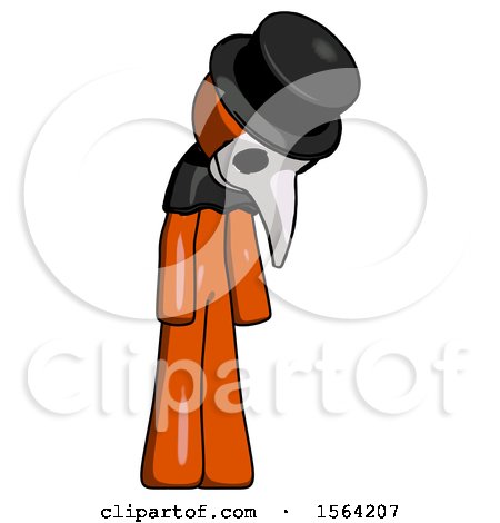 Orange Plague Doctor Man Depressed with Head down Turned Right by Leo Blanchette