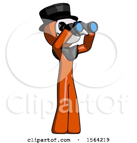 Orange Plague Doctor Man Looking Through Binoculars to the Right by Leo Blanchette