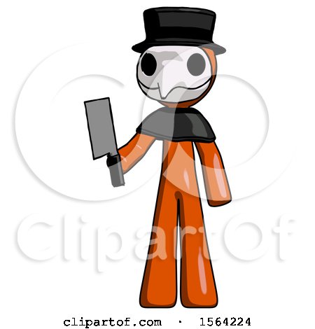 Orange Plague Doctor Man Holding Meat Cleaver by Leo Blanchette