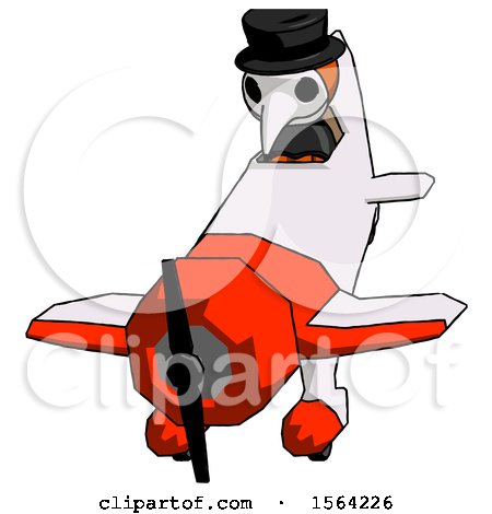 Orange Plague Doctor Man in Geebee Stunt Plane Descending Front Angle View by Leo Blanchette