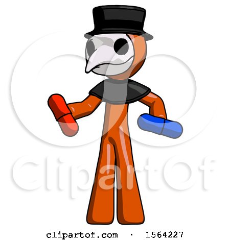 Orange Plague Doctor Man Red Pill or Blue Pill Concept by Leo Blanchette