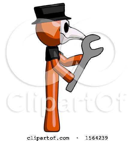 Orange Plague Doctor Man Using Wrench Adjusting Something to Right by Leo Blanchette