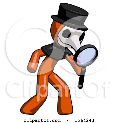 Orange Plague Doctor Man Inspecting with Large Magnifying Glass Right by Leo Blanchette