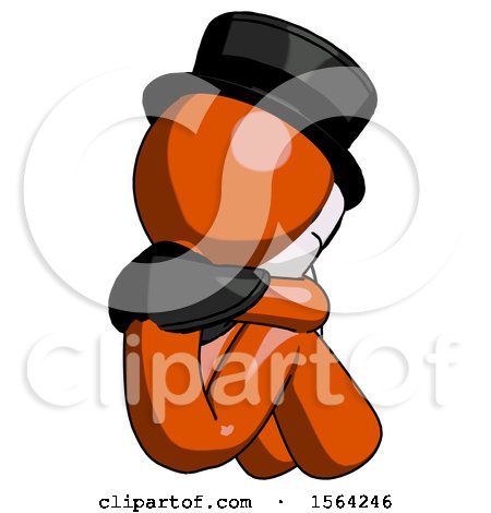 Orange Plague Doctor Man Sitting with Head down Back View Facing Right by Leo Blanchette