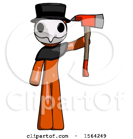 Orange Plague Doctor Man Holding up Red Firefighter's Ax by Leo Blanchette