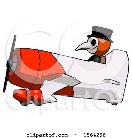 Orange Plague Doctor Man in Geebee Stunt Aircraft Side View by Leo Blanchette
