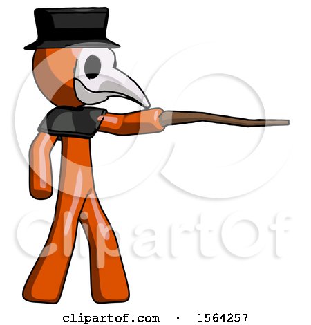 Orange Plague Doctor Man Pointing with Hiking Stick by Leo Blanchette