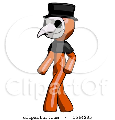 Orange Plague Doctor Man Man Walking Turned Left Front View by Leo Blanchette