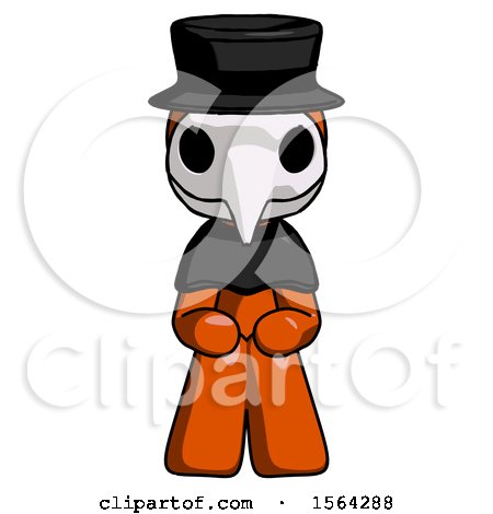 Orange Plague Doctor Man Squatting Facing Front by Leo Blanchette