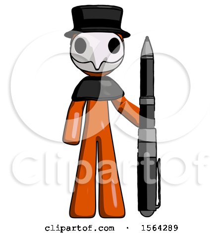 Orange Plague Doctor Man Holding Large Pen by Leo Blanchette