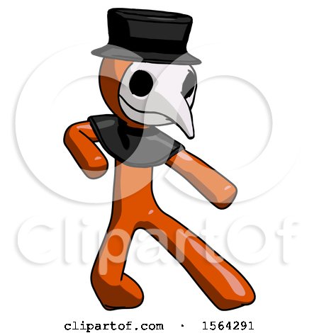 Orange Plague Doctor Man Karate Defense Pose Right by Leo Blanchette