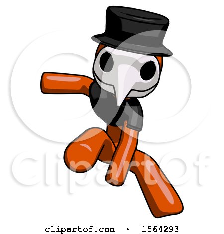 Orange Plague Doctor Man Action Hero Jump Pose by Leo Blanchette