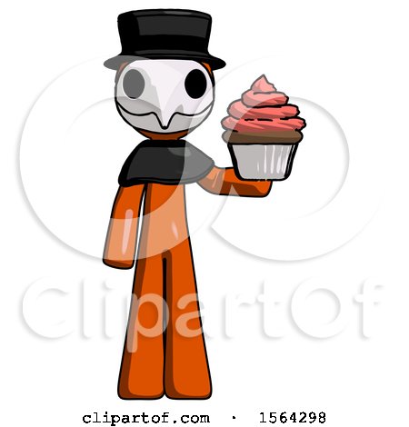 Orange Plague Doctor Man Presenting Pink Cupcake to Viewer by Leo Blanchette