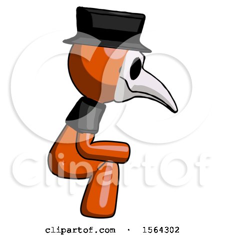 Orange Plague Doctor Man Squatting Facing Right by Leo Blanchette