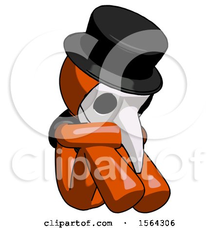 Orange Plague Doctor Man Sitting with Head down Facing Angle Right by Leo Blanchette