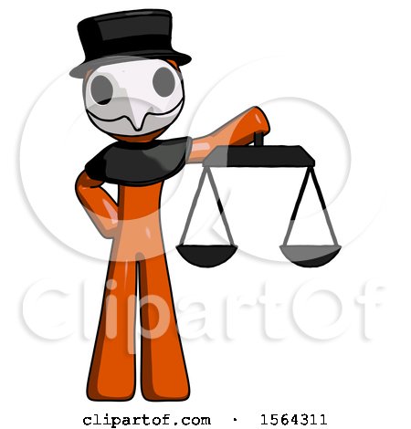 Orange Plague Doctor Man Holding Scales of Justice by Leo Blanchette