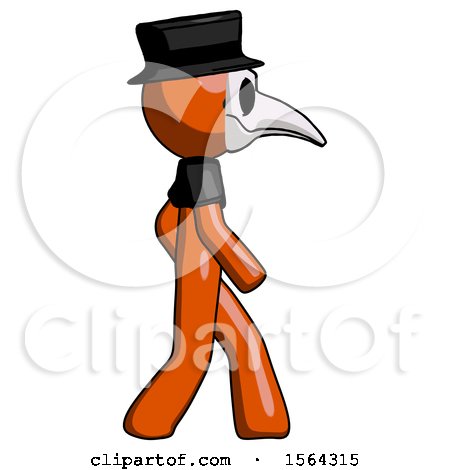 Orange Plague Doctor Man Walking Right Side View by Leo Blanchette