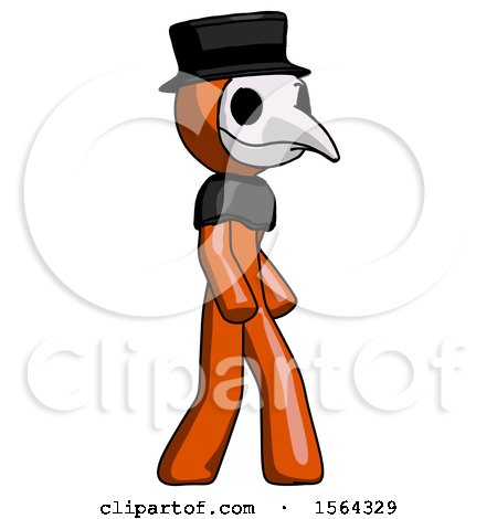 Orange Plague Doctor Man Walking Turned Right Front View by Leo Blanchette