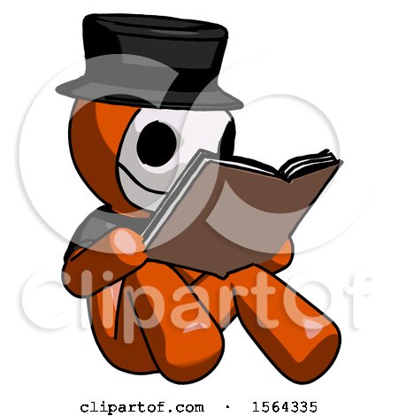 Orange Plague Doctor Man Reading Book While Sitting down by Leo Blanchette