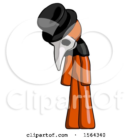 Orange Plague Doctor Man Depressed with Head down Turned Left by Leo Blanchette
