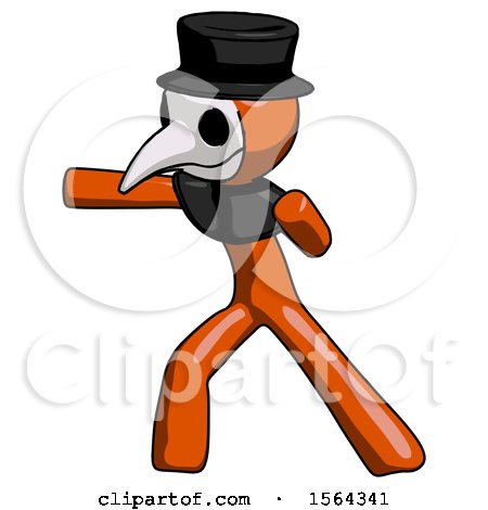 Orange Plague Doctor Man Martial Arts Punch Left by Leo Blanchette