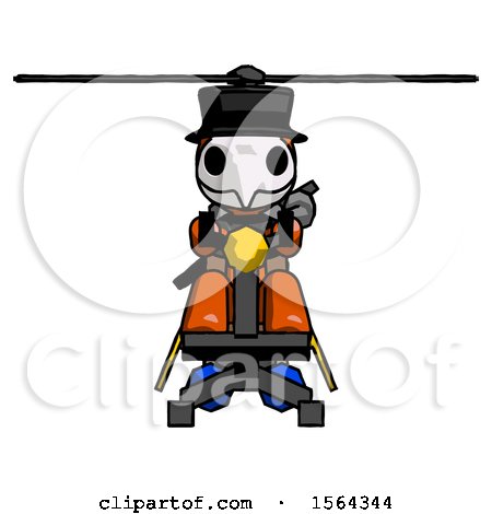 Orange Plague Doctor Man Flying in Gyrocopter Front View by Leo Blanchette