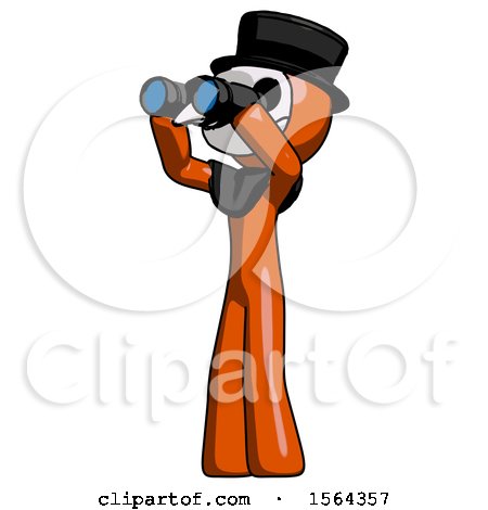 Orange Plague Doctor Man Looking Through Binoculars to the Left by Leo Blanchette