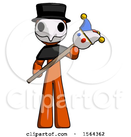 Orange Plague Doctor Man Holding Jester Diagonally by Leo Blanchette