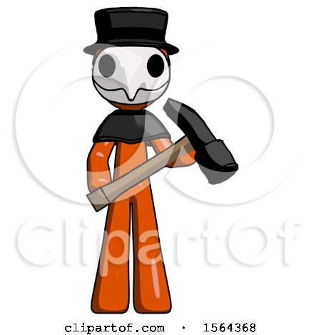 Orange Plague Doctor Man Holding Hammer Ready to Work by Leo Blanchette