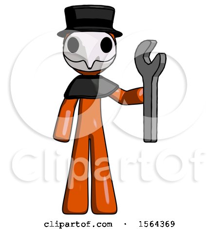 Orange Plague Doctor Man Holding Wrench Ready to Repair or Work by Leo Blanchette