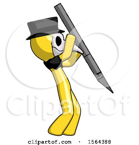 Yellow Plague Doctor Man Stabbing or Cutting with Scalpel by Leo Blanchette