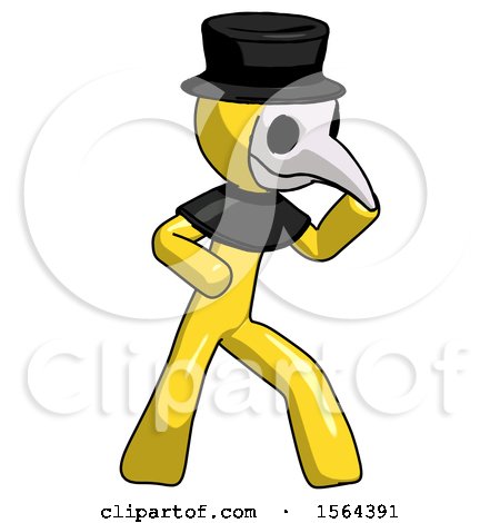 Yellow Plague Doctor Man Martial Arts Defense Pose Right by Leo Blanchette