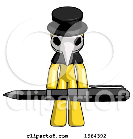 Yellow Plague Doctor Man Weightlifting a Giant Pen by Leo Blanchette